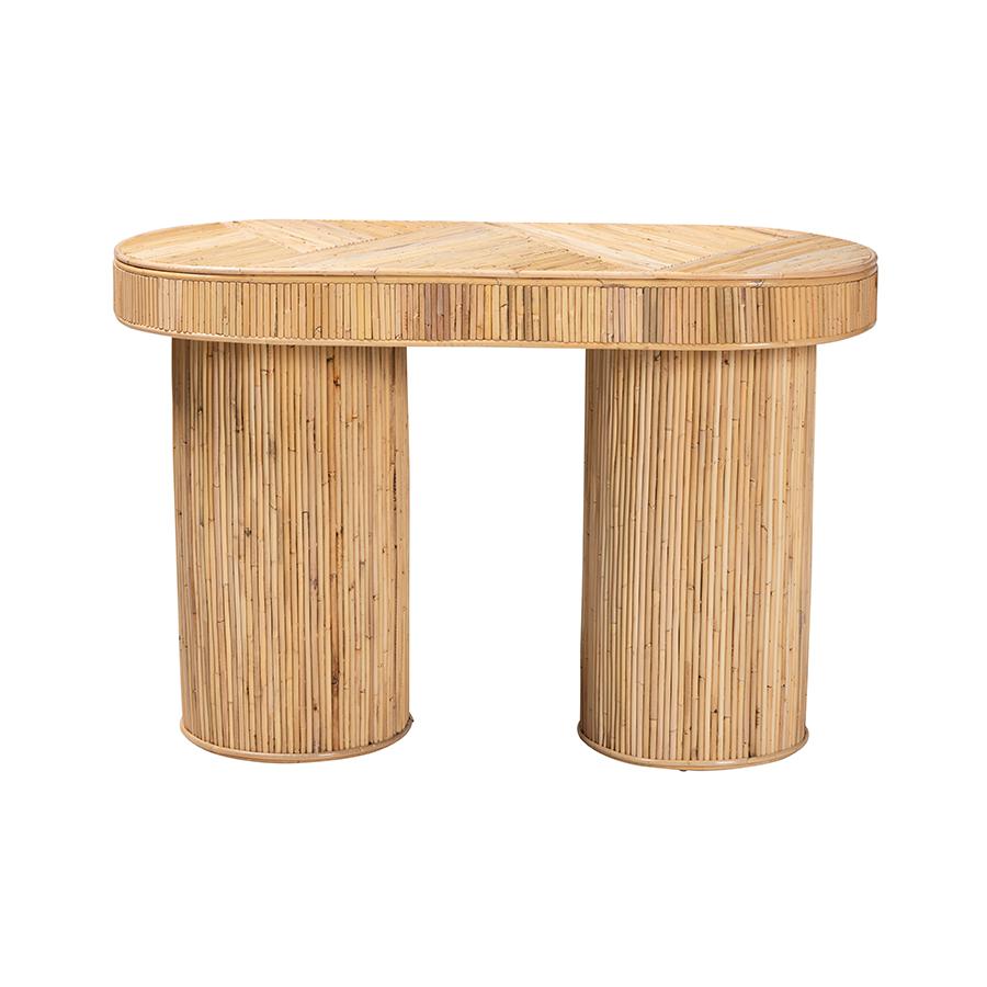 Iryna Modern Bohemian Natural Rattan Console Table. Picture 2