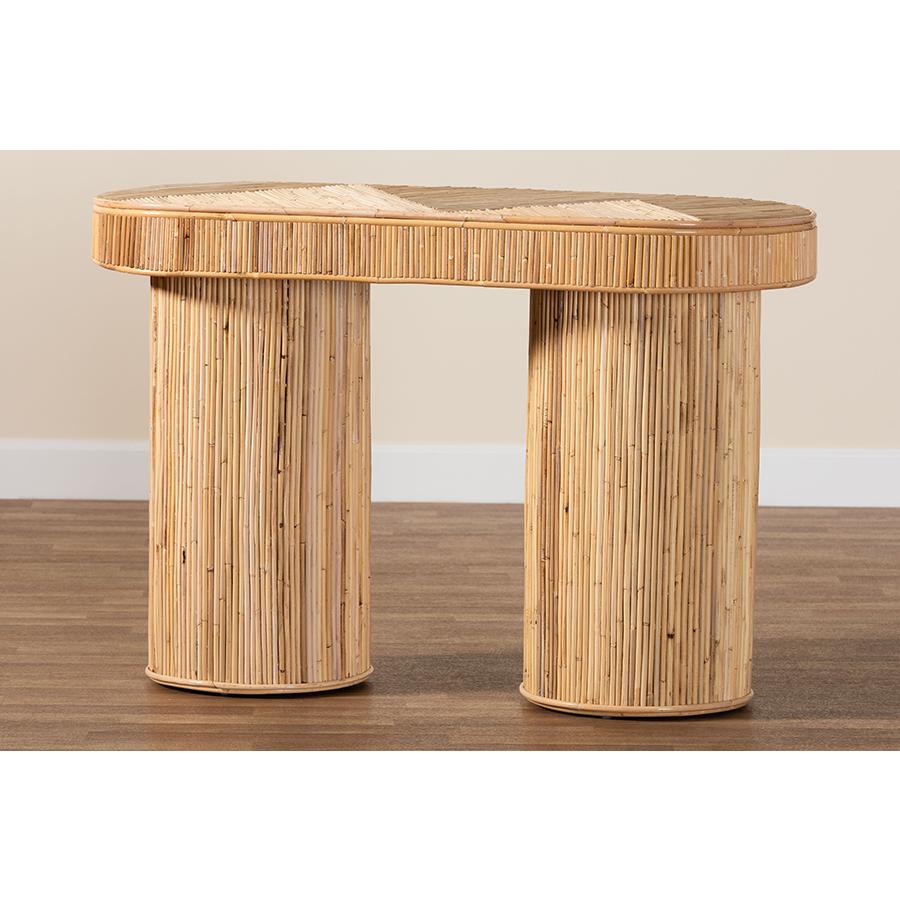 Iryna Modern Bohemian Natural Rattan Console Table. Picture 8