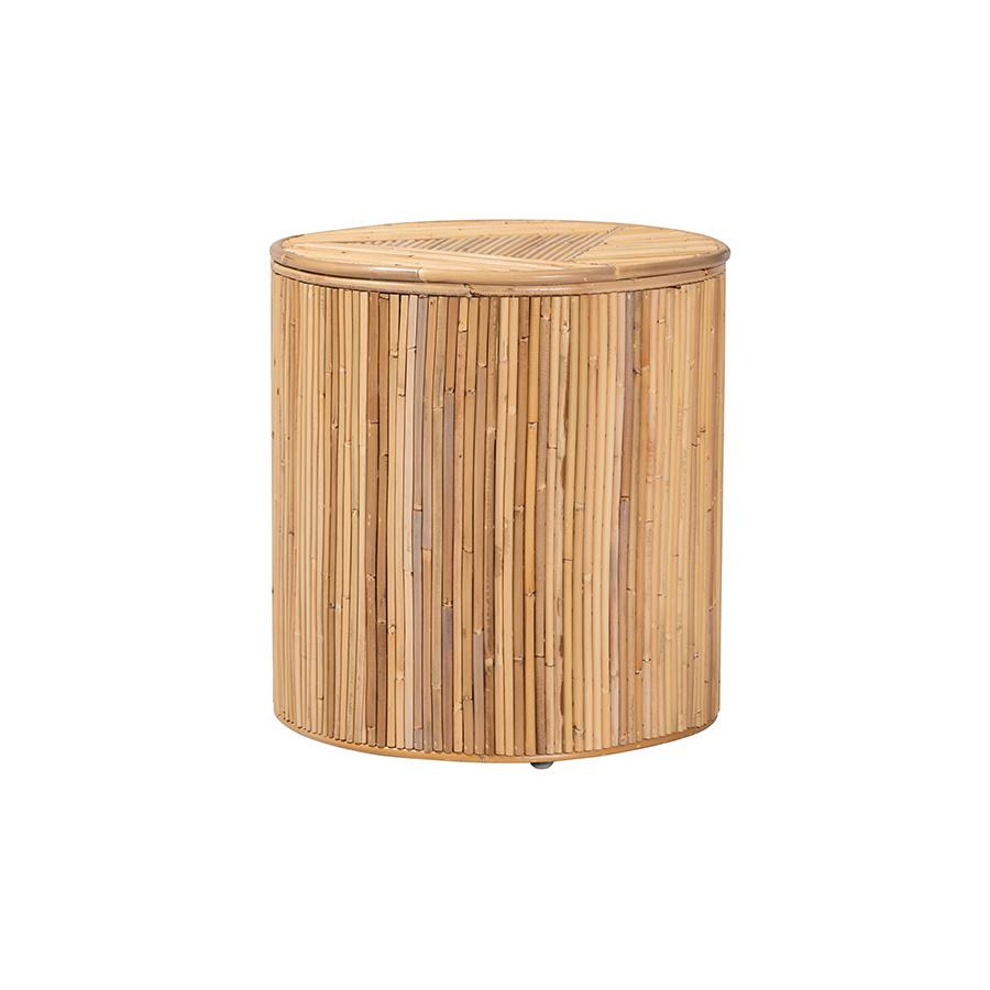 Milagra Modern Bohemian Natural Rattan End Table. Picture 1