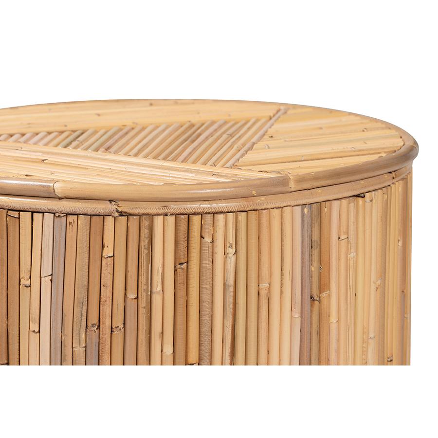 Milagra Modern Bohemian Natural Rattan End Table. Picture 2