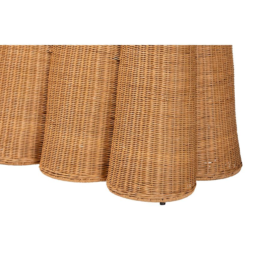 Palm Bohemian Honey Scallop Rattan Console Table. Picture 5