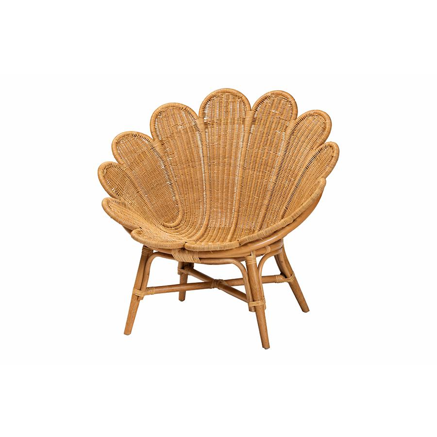 Blossom Bohemian Honey Rattan Accent Flower Chair. Picture 1