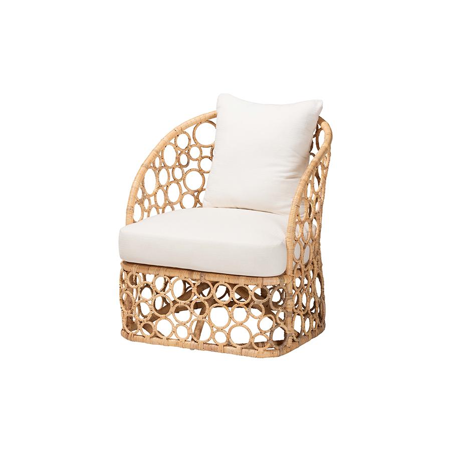 Prisca Bohemian Light Honey Rattan Accent Chair. Picture 1