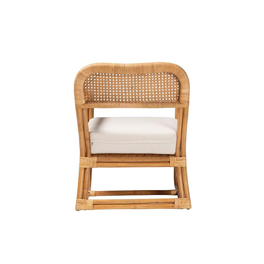 Ailith Modern Bohemian Light Honey Rattan Arm Chair. Picture 4