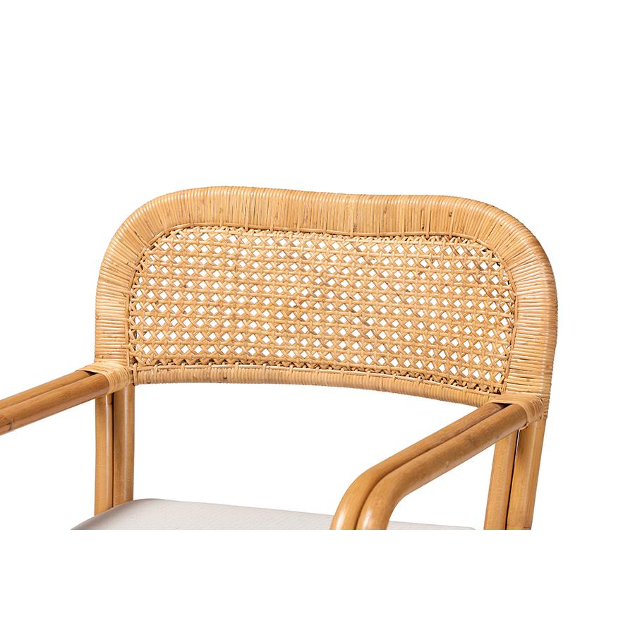 Ailith Modern Bohemian Light Honey Rattan Arm Chair. Picture 5