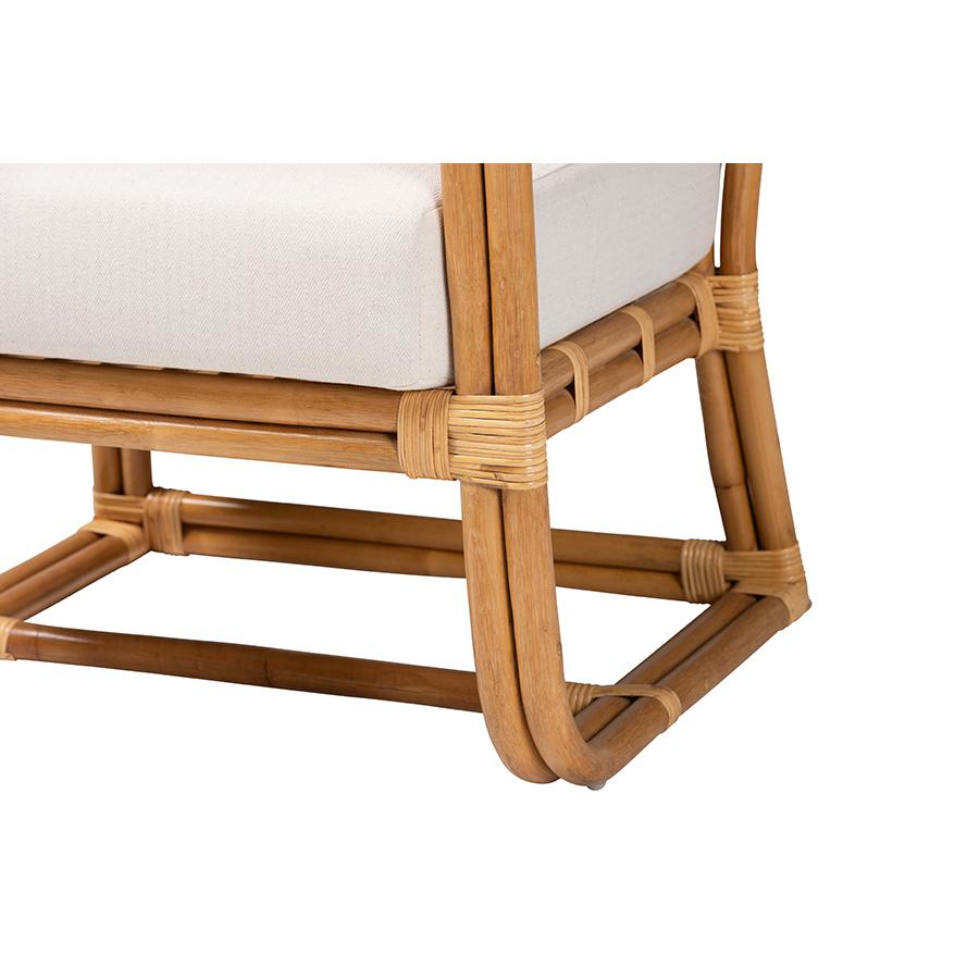 Ailith Modern Bohemian Light Honey Rattan Arm Chair. Picture 6