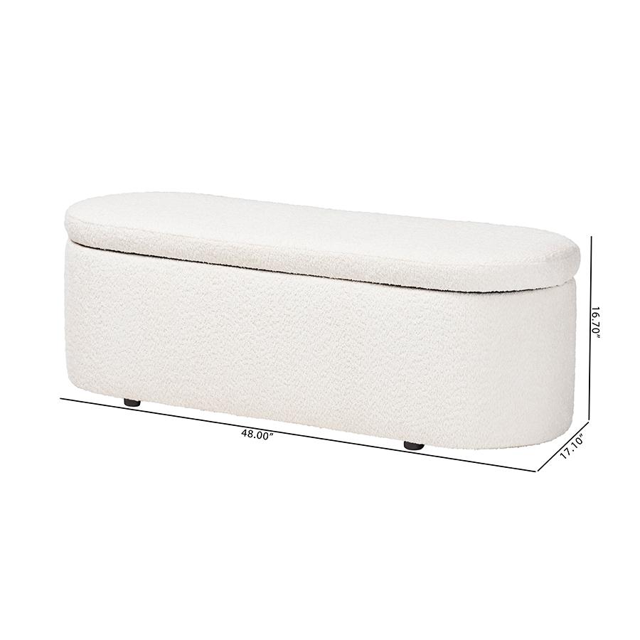 Lavina Modern White Teddy-Bear Fabric Storage Bench. Picture 11