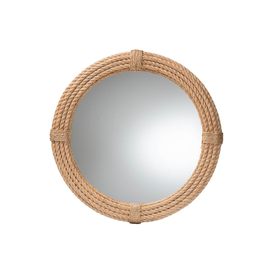 Manila Bohemian Woven Rope Accent Wall Mirror. Picture 1