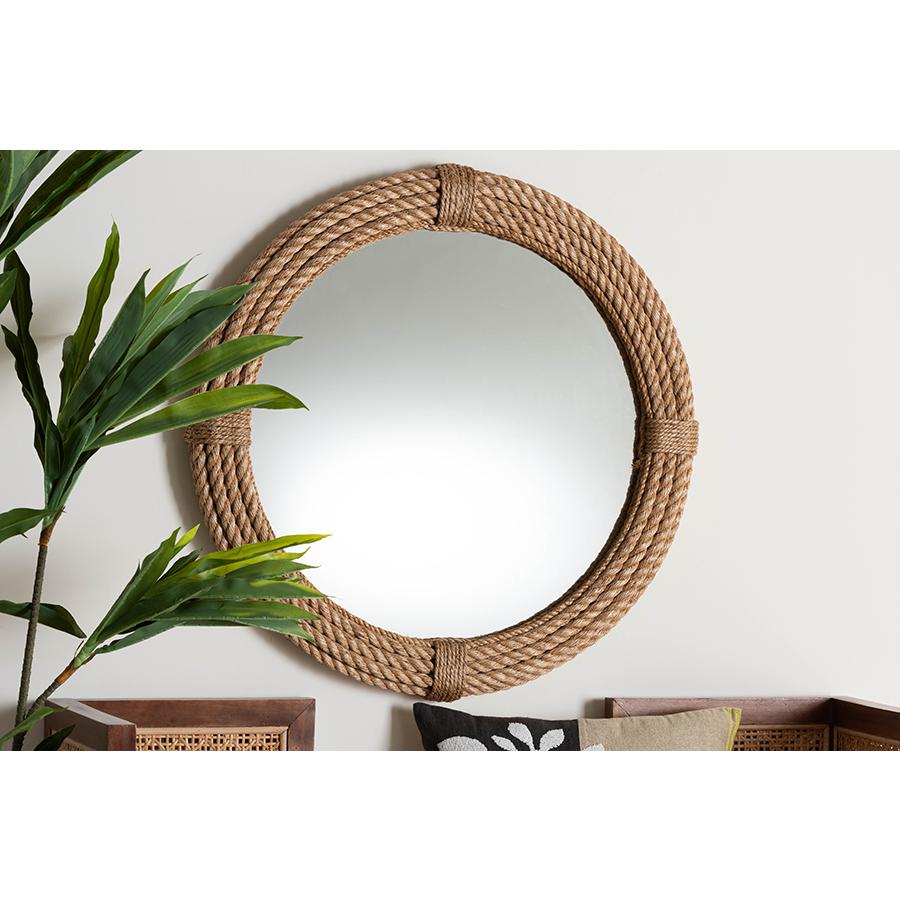 Manila Bohemian Woven Rope Accent Wall Mirror. Picture 3