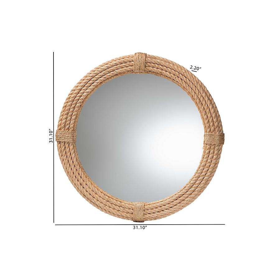 Manila Bohemian Woven Rope Accent Wall Mirror. Picture 4
