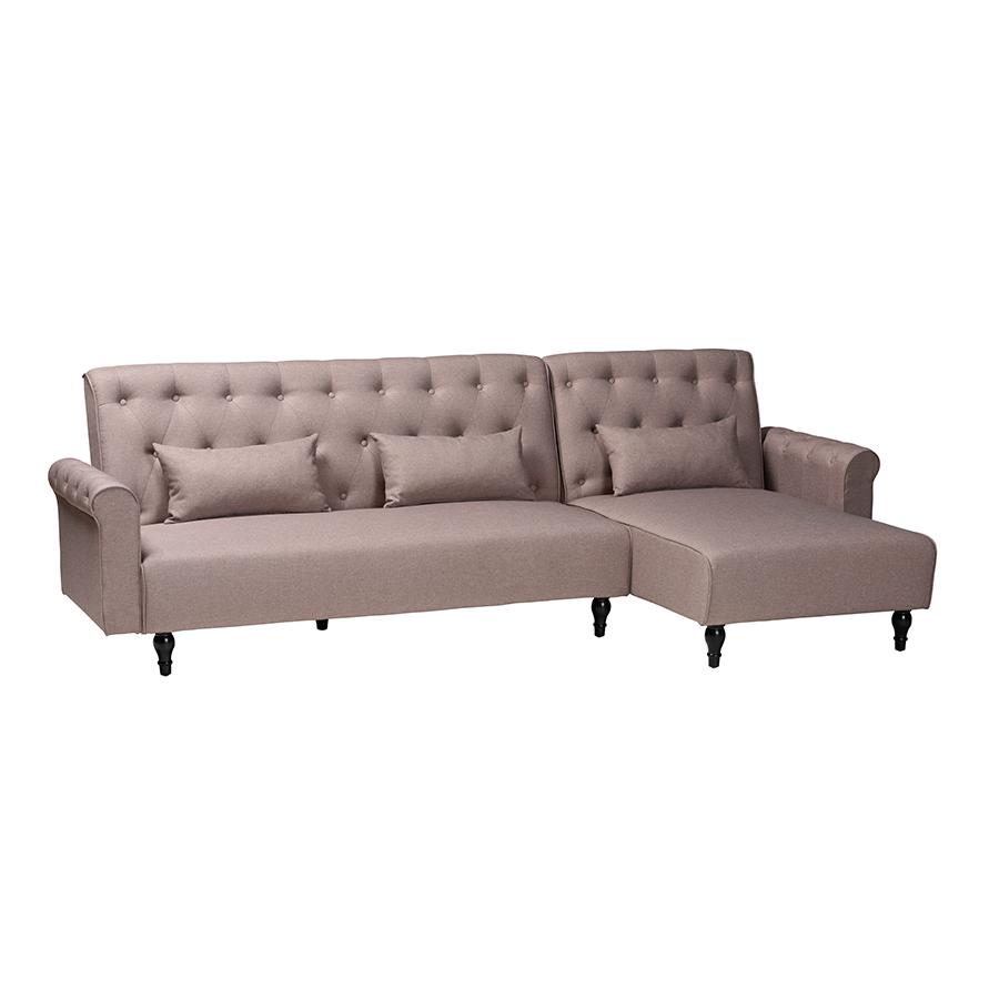 Chesterfield Retro-Modern Clay Fabric Upholstered Convertible Sleeper Sofa. Picture 1