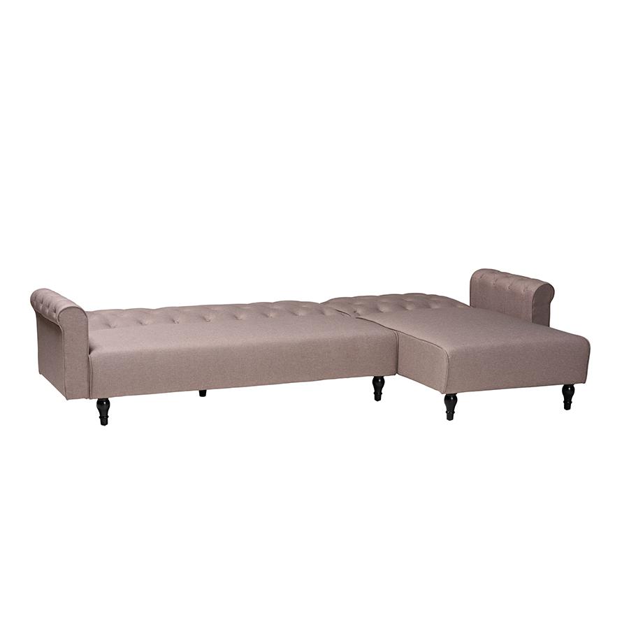 Chesterfield Retro-Modern Clay Fabric Upholstered Convertible Sleeper Sofa. Picture 2