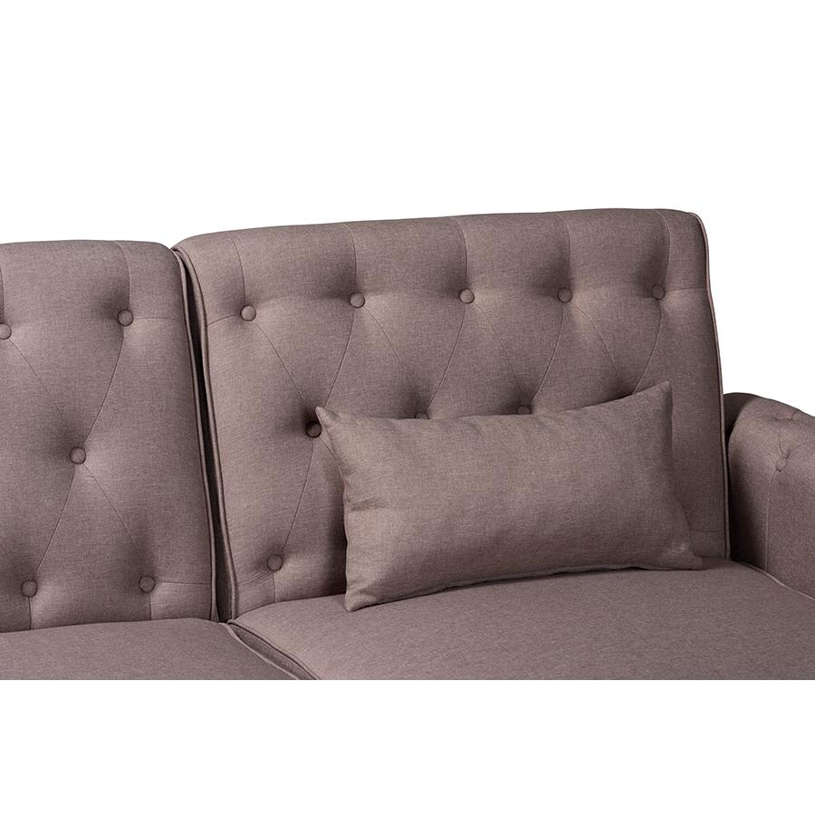 Chesterfield Retro-Modern Clay Fabric Upholstered Convertible Sleeper Sofa. Picture 3