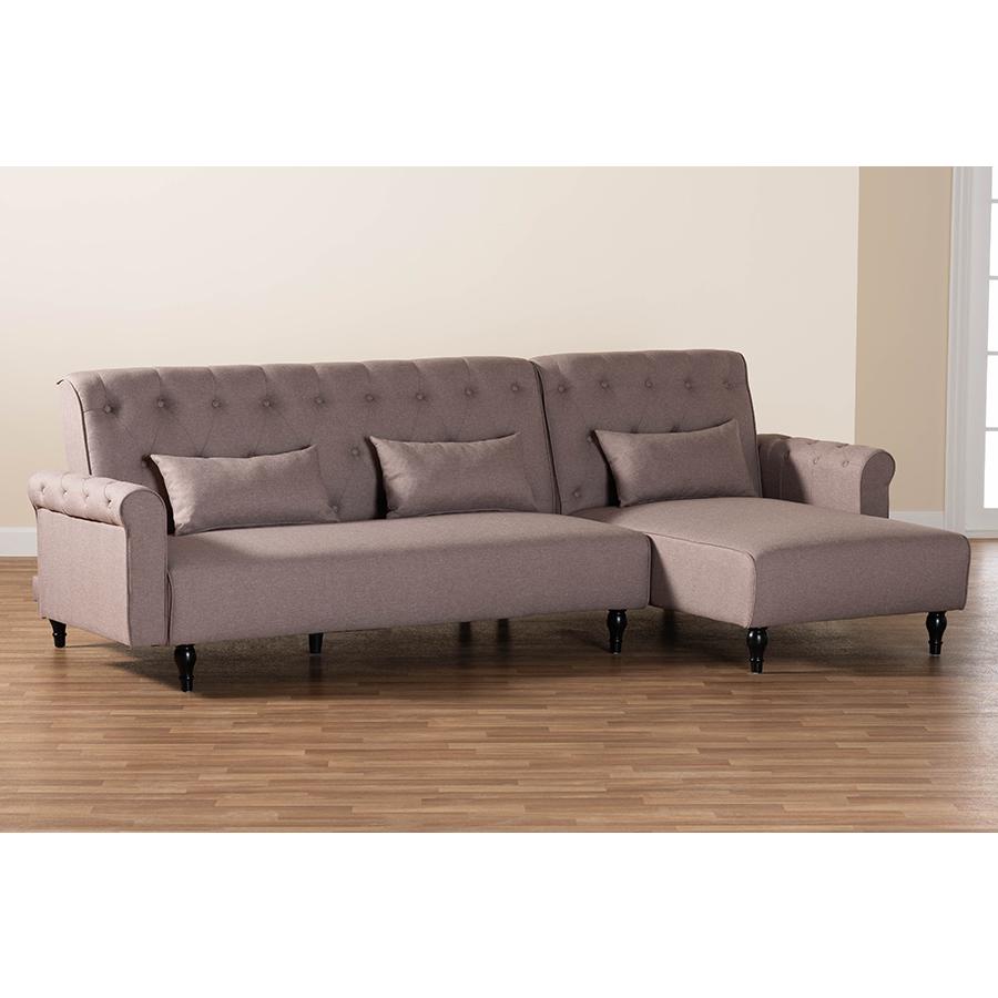 Chesterfield Retro-Modern Clay Fabric Upholstered Convertible Sleeper Sofa. Picture 7