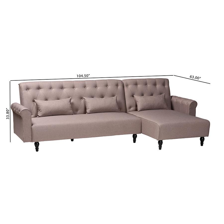 Chesterfield Retro-Modern Clay Fabric Upholstered Convertible Sleeper Sofa. Picture 8