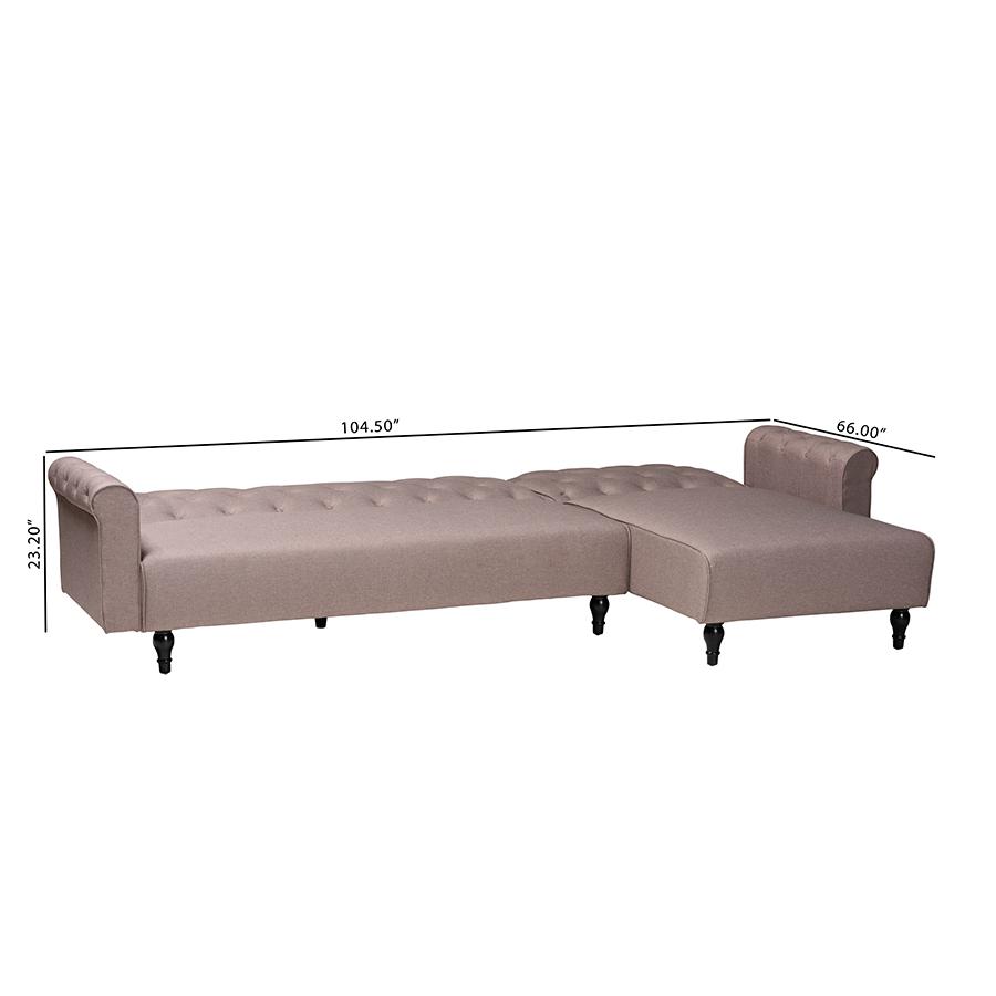 Chesterfield Retro-Modern Clay Fabric Upholstered Convertible Sleeper Sofa. Picture 9