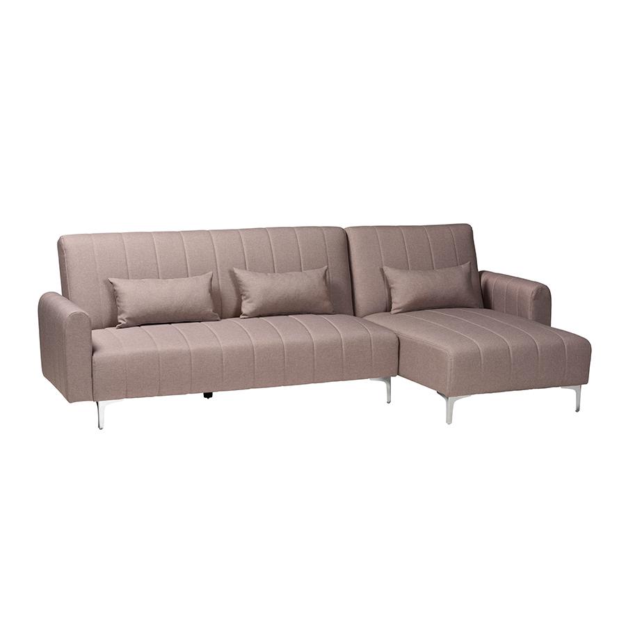 Lanoma Contemporary Clay Fabric Upholstered Convertible Sleeper Sofa. Picture 1