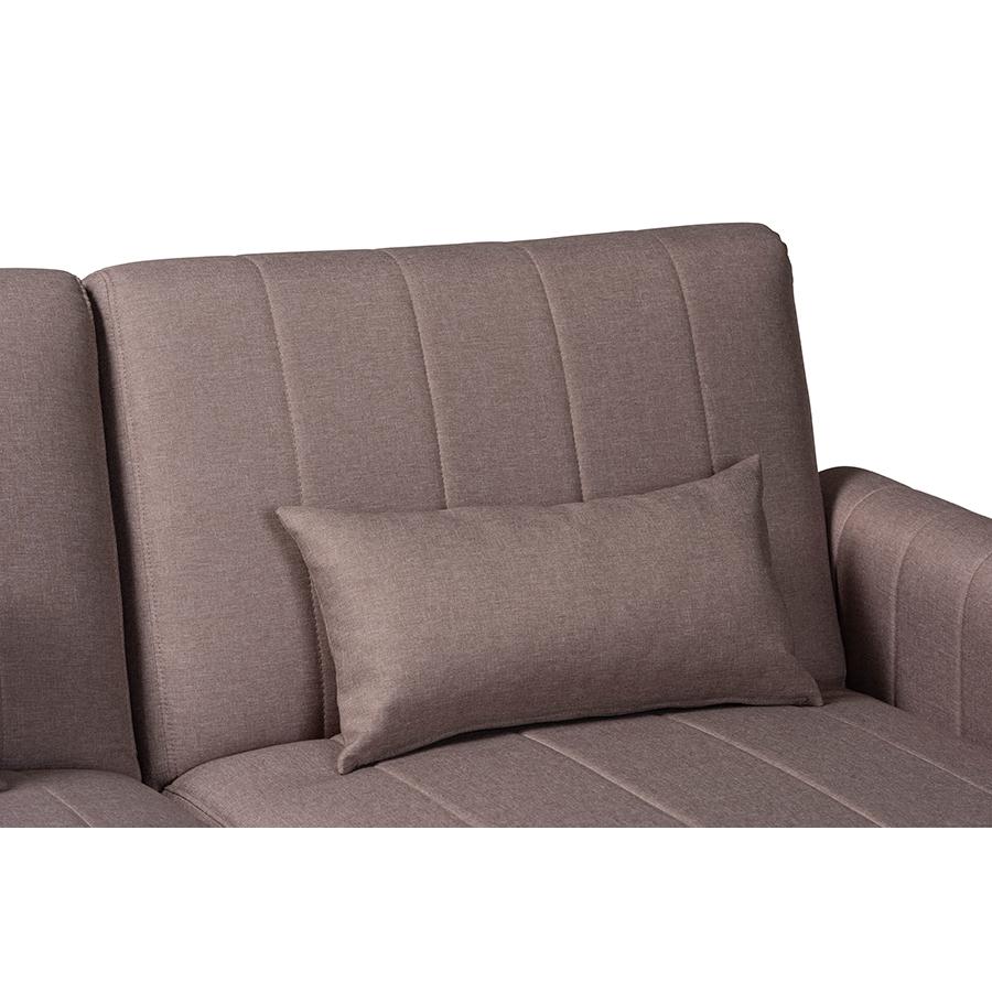 Lanoma Contemporary Clay Fabric Upholstered Convertible Sleeper Sofa. Picture 3
