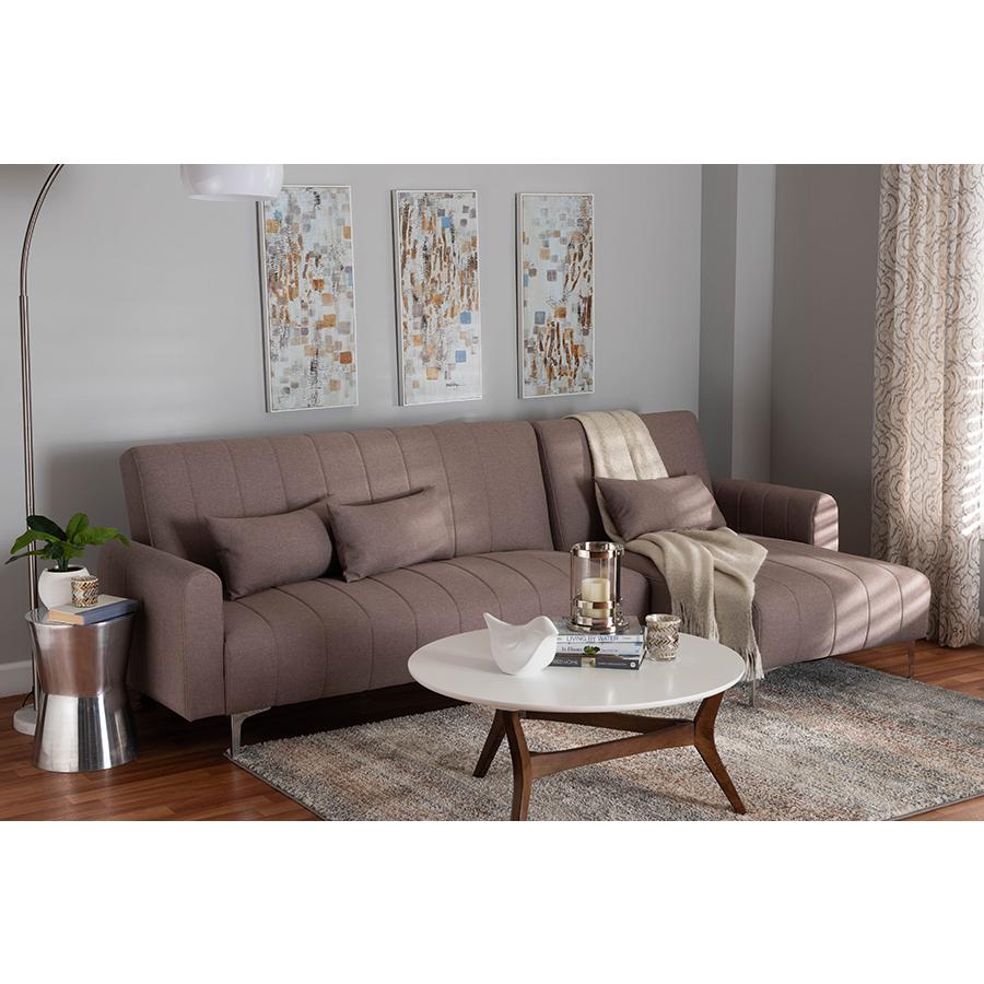 Lanoma Contemporary Clay Fabric Upholstered Convertible Sleeper Sofa. Picture 6