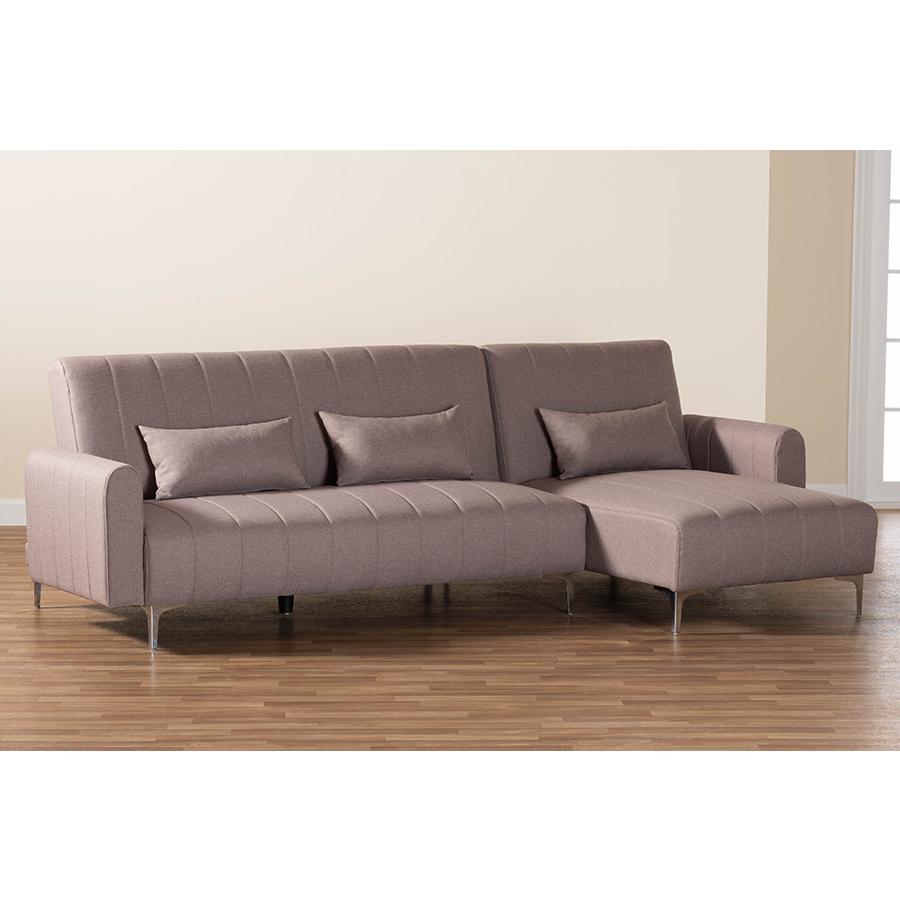 Lanoma Contemporary Clay Fabric Upholstered Convertible Sleeper Sofa. Picture 7