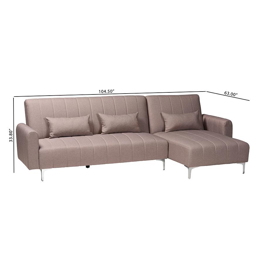 Lanoma Contemporary Clay Fabric Upholstered Convertible Sleeper Sofa. Picture 8