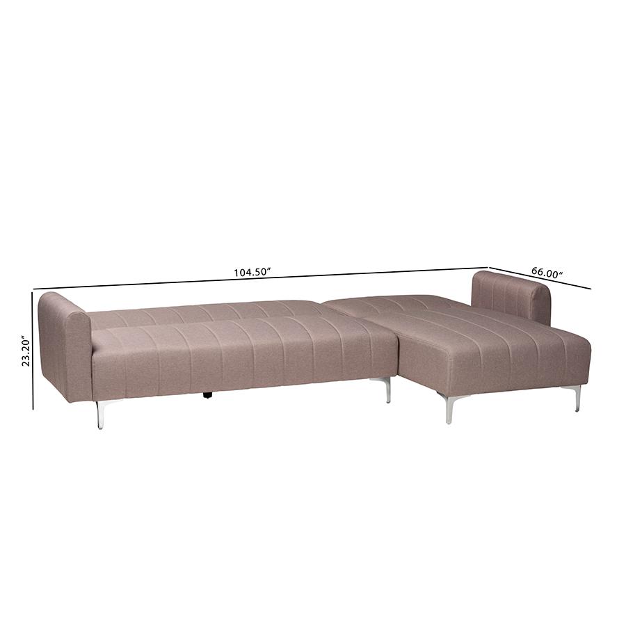 Lanoma Contemporary Clay Fabric Upholstered Convertible Sleeper Sofa. Picture 9