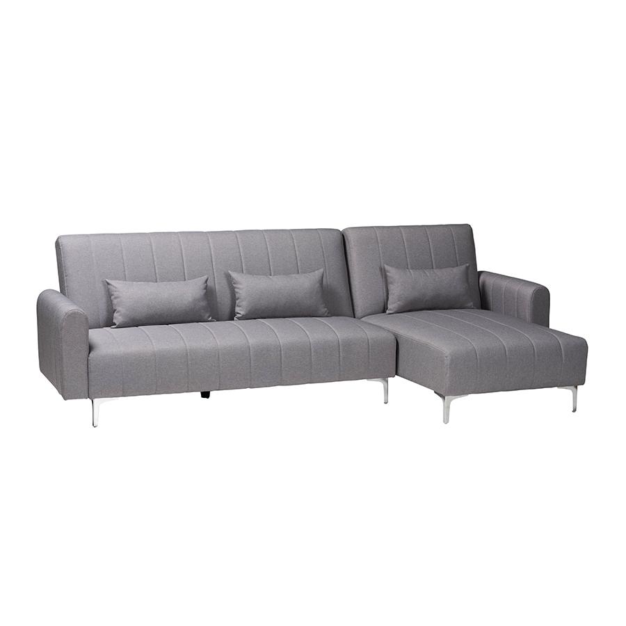 Lanoma Contemporary Slate Grey Fabric Upholstered Convertible Sleeper Sofa. Picture 1
