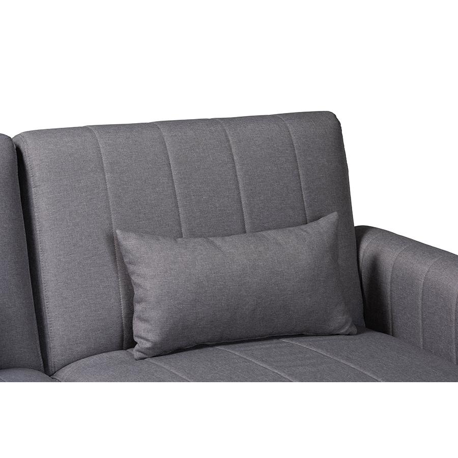 Lanoma Contemporary Slate Grey Fabric Upholstered Convertible Sleeper Sofa. Picture 3