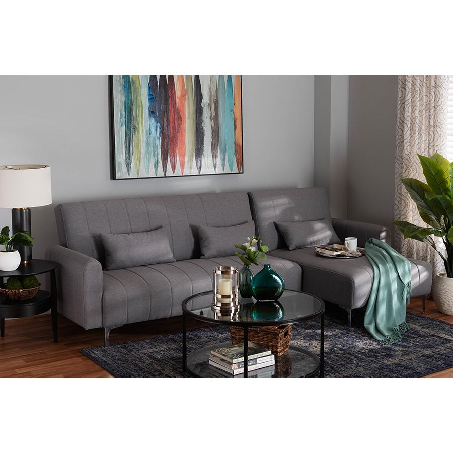 Lanoma Contemporary Slate Grey Fabric Upholstered Convertible Sleeper Sofa. Picture 6