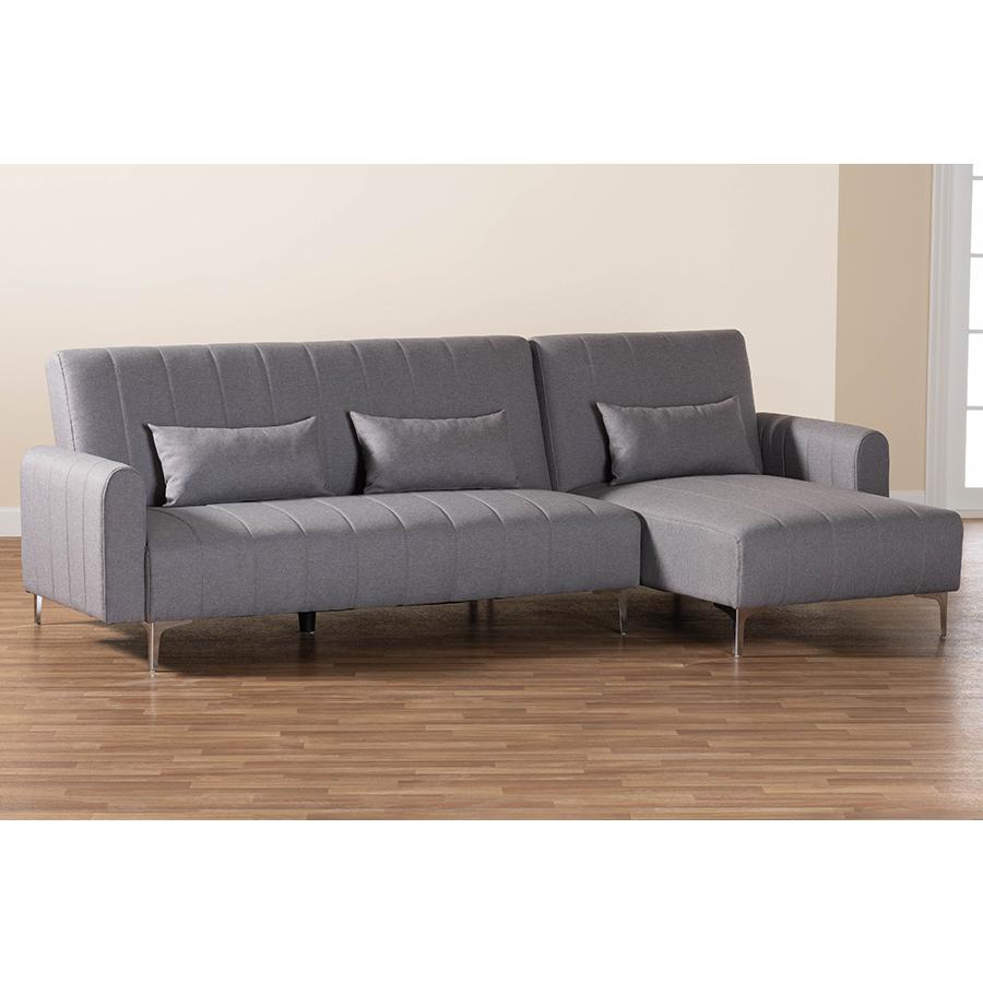 Lanoma Contemporary Slate Grey Fabric Upholstered Convertible Sleeper Sofa. Picture 7