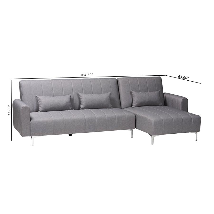 Lanoma Contemporary Slate Grey Fabric Upholstered Convertible Sleeper Sofa. Picture 8
