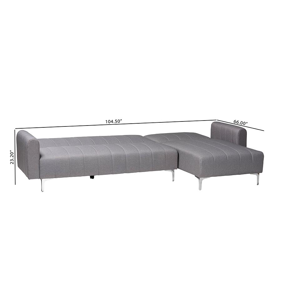 Lanoma Contemporary Slate Grey Fabric Upholstered Convertible Sleeper Sofa. Picture 9