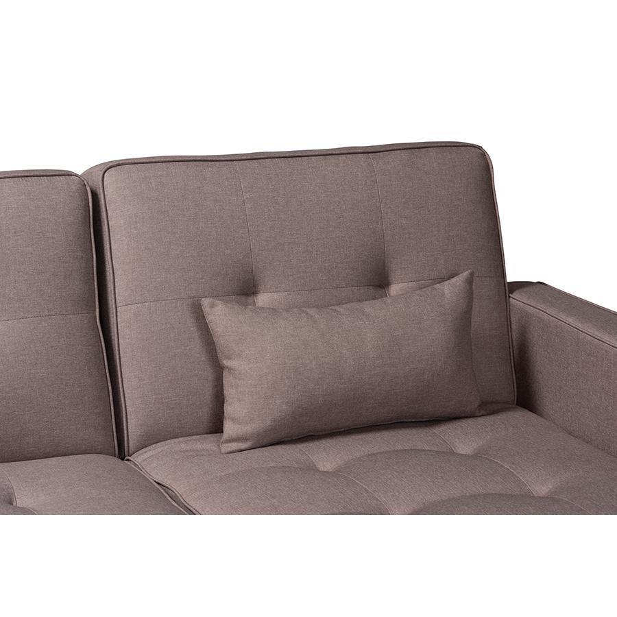 Claire Contemporary Clay Fabric Upholstered Convertible Sleeper Sofa. Picture 3