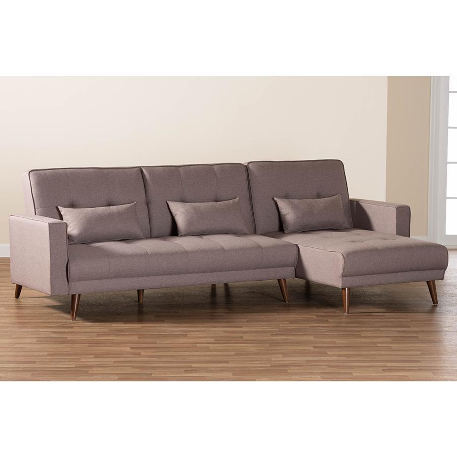 Claire Contemporary Clay Fabric Upholstered Convertible Sleeper Sofa. Picture 7