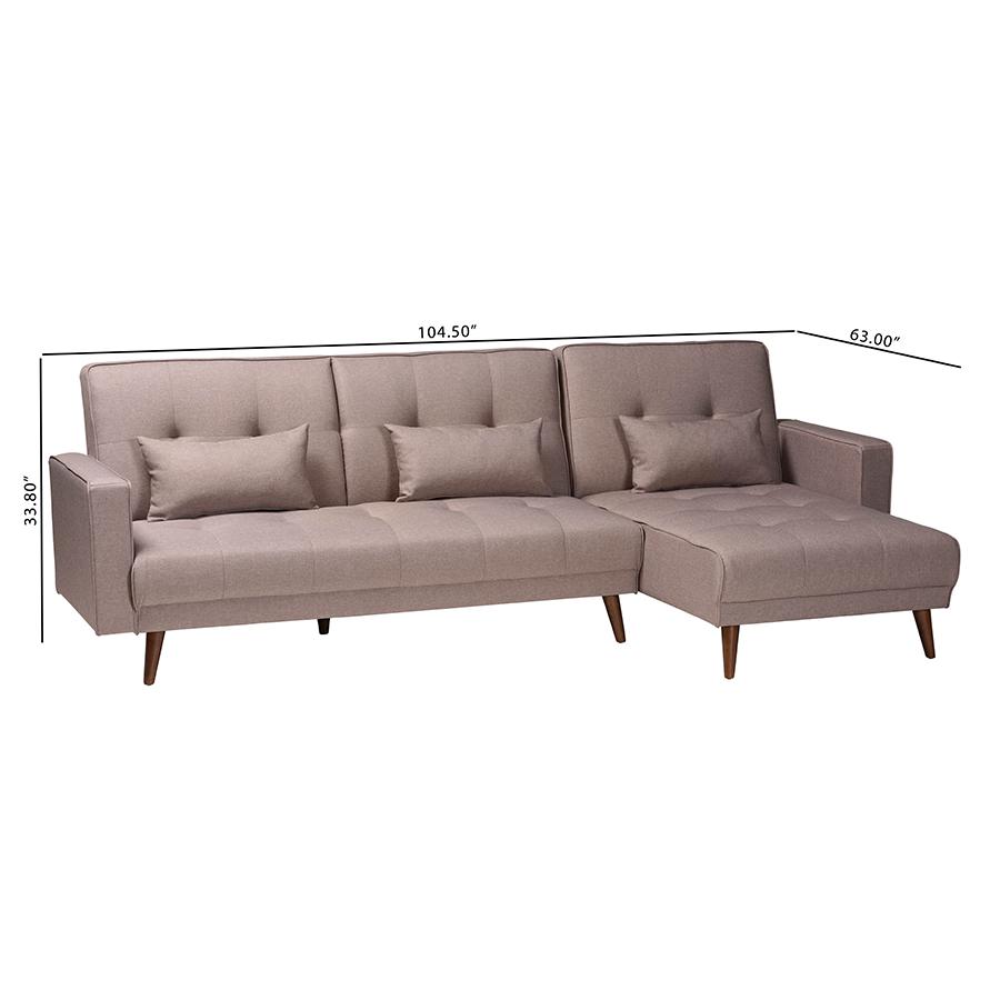 Claire Contemporary Clay Fabric Upholstered Convertible Sleeper Sofa. Picture 8