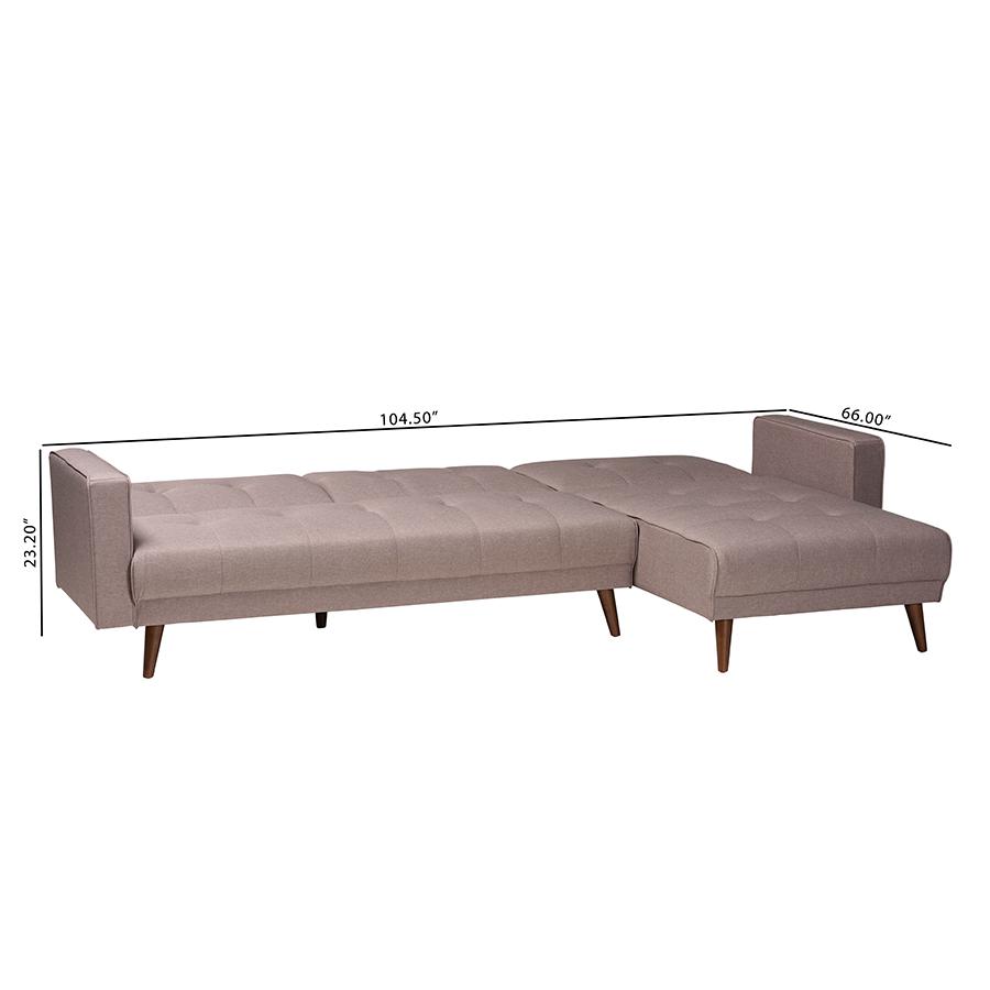 Claire Contemporary Clay Fabric Upholstered Convertible Sleeper Sofa. Picture 9