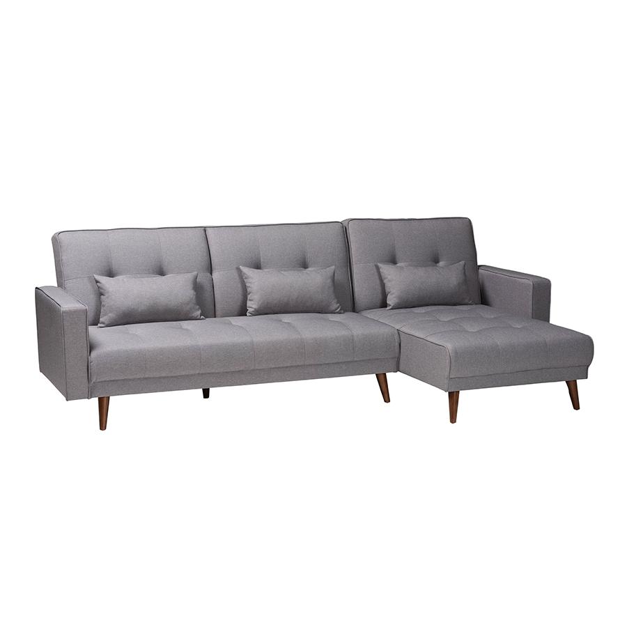 Claire Contemporary Slate Fabric Upholstered Convertible Sleeper Sofa. Picture 1