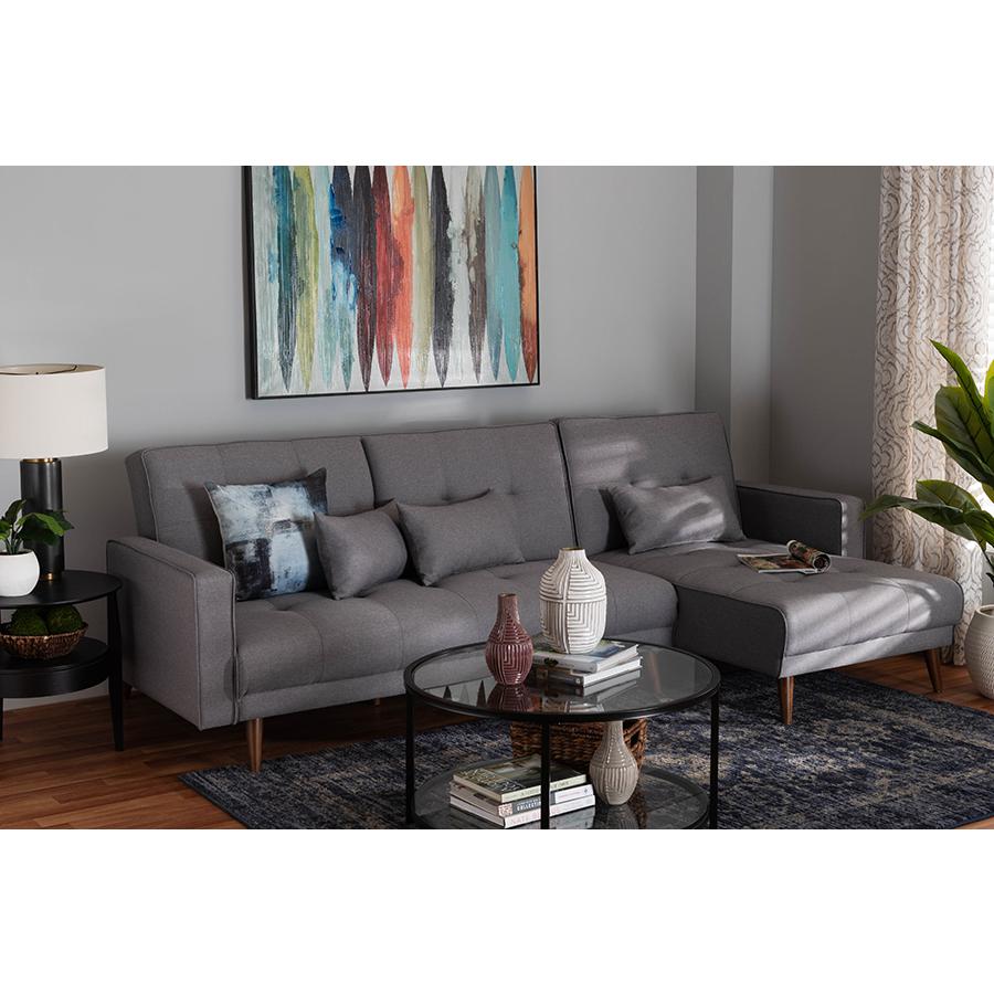 Claire Contemporary Slate Fabric Upholstered Convertible Sleeper Sofa. Picture 6