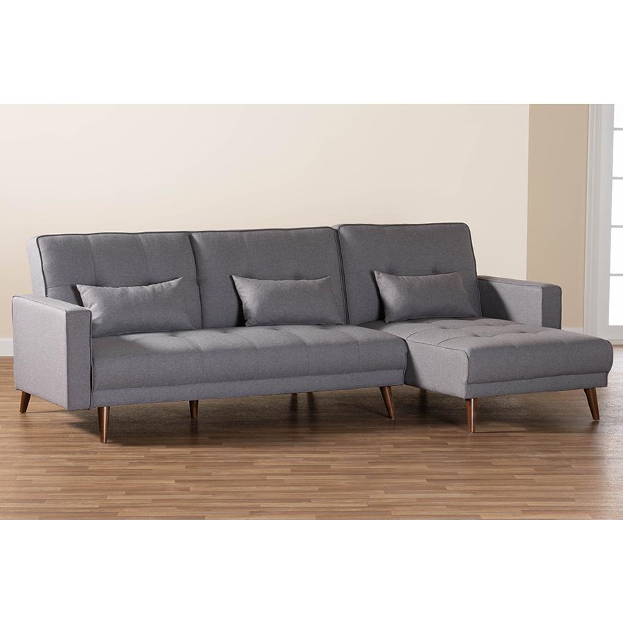Claire Contemporary Slate Fabric Upholstered Convertible Sleeper Sofa. Picture 7