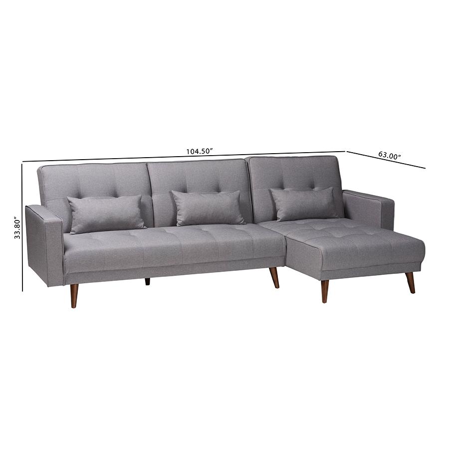 Claire Contemporary Slate Fabric Upholstered Convertible Sleeper Sofa. Picture 8