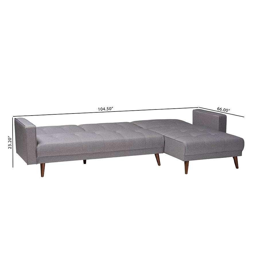 Claire Contemporary Slate Fabric Upholstered Convertible Sleeper Sofa. Picture 9