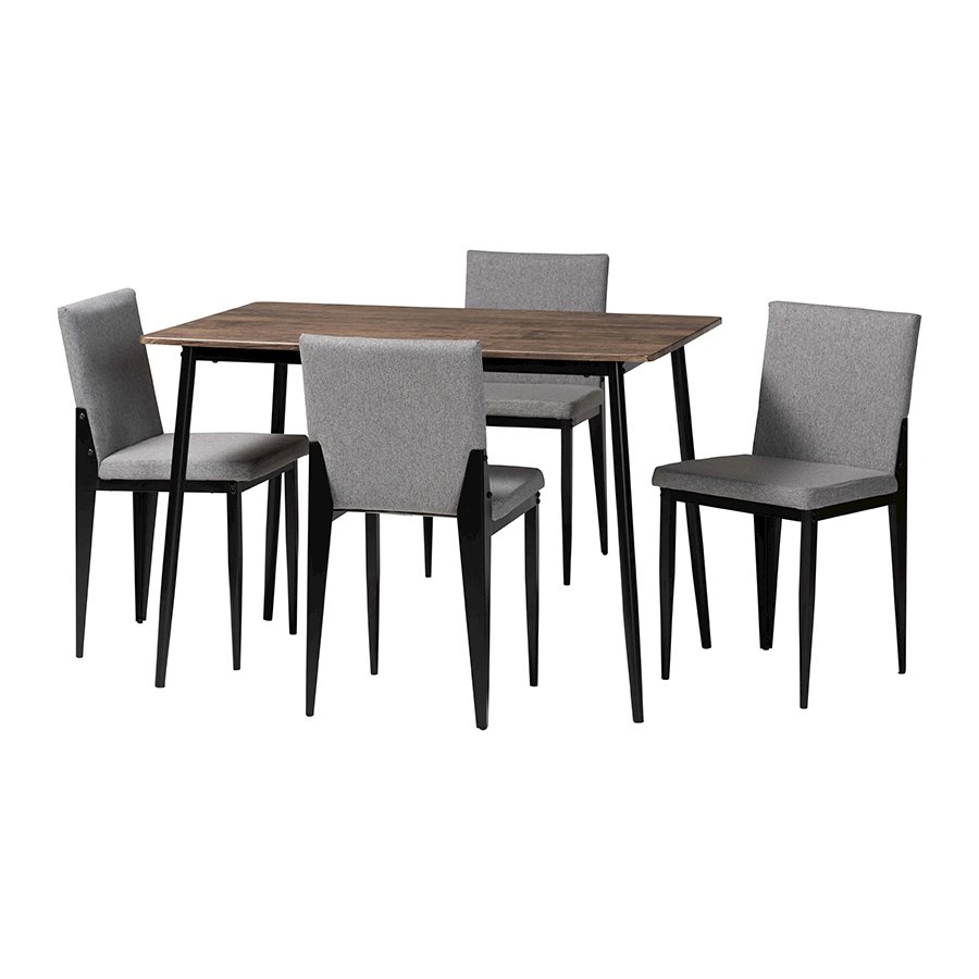 Bishop Industrial Grey Fabric and Metal Dining Set. Picture 1