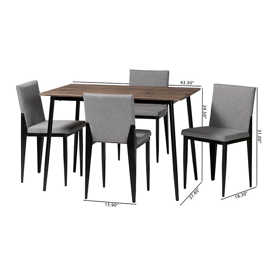 Bishop Industrial Grey Fabric and Metal Dining Set. Picture 10