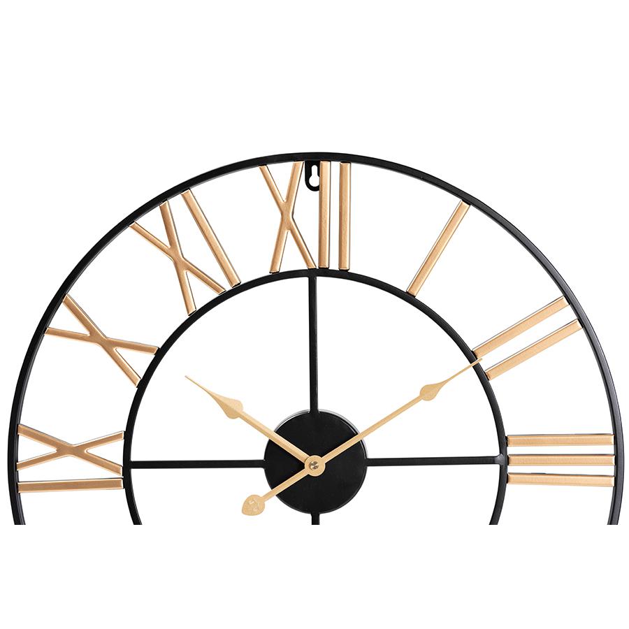 Baxton Studio Auden Modern Industrial Two-Tone Black and Gold Metal Wall Clock. Picture 2
