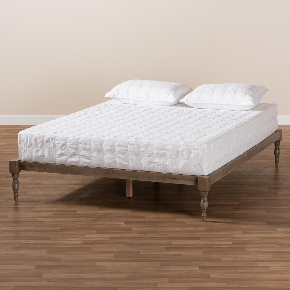 Baxton Studio Iseline Modern and Contemporary Antique Grey Finished Wood Full Size Platform Bed Frame. Picture 16