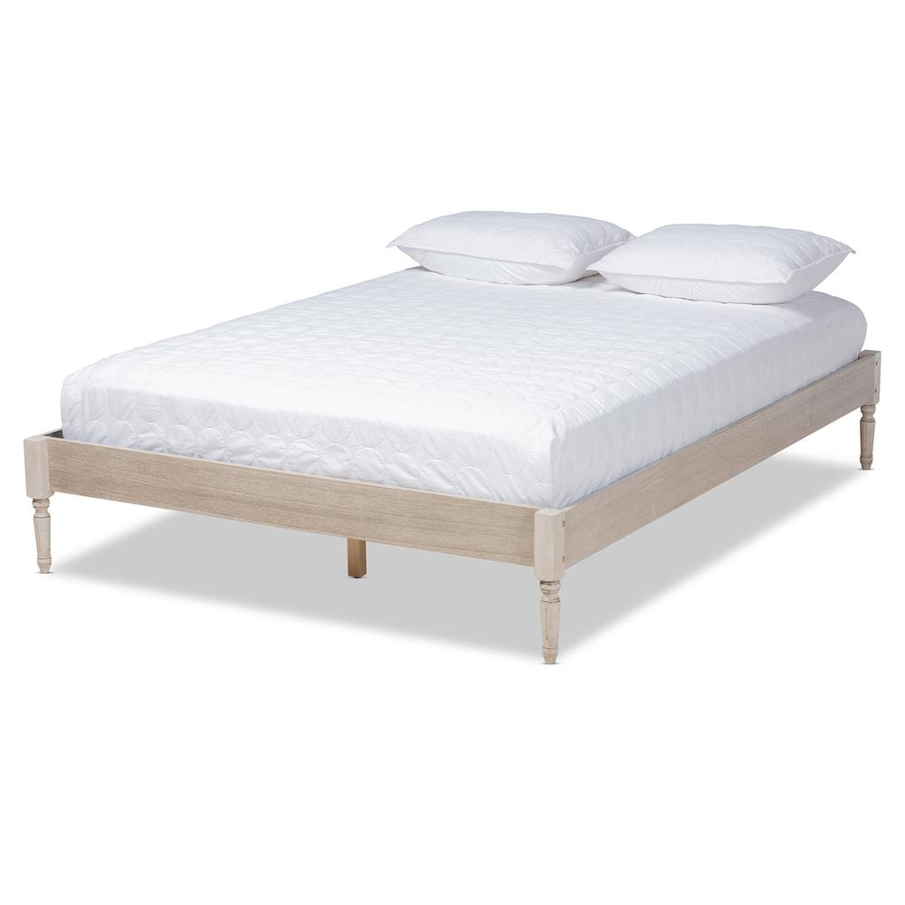 Baxton Studio Colette French Bohemian Antique White Oak Finished Wood Full Size Platform Bed Frame. Picture 11