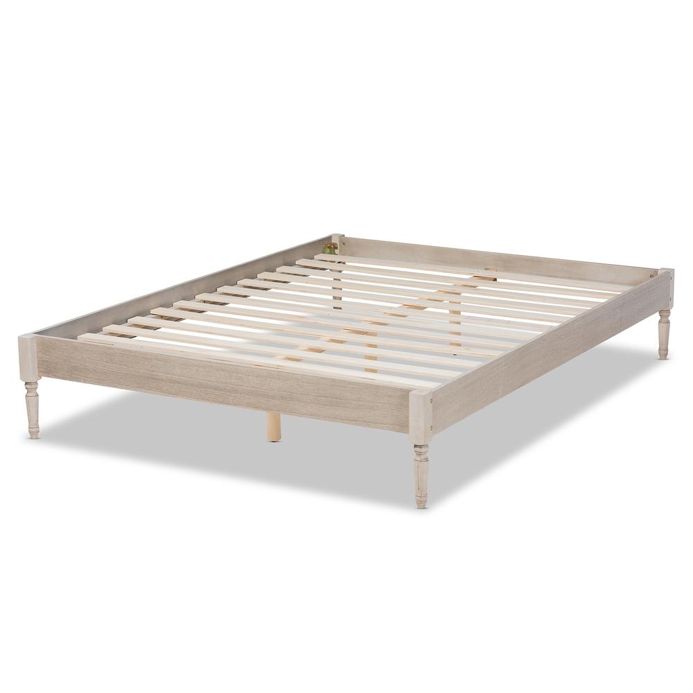 Baxton Studio Colette French Bohemian Antique White Oak Finished Wood Full Size Platform Bed Frame. Picture 13