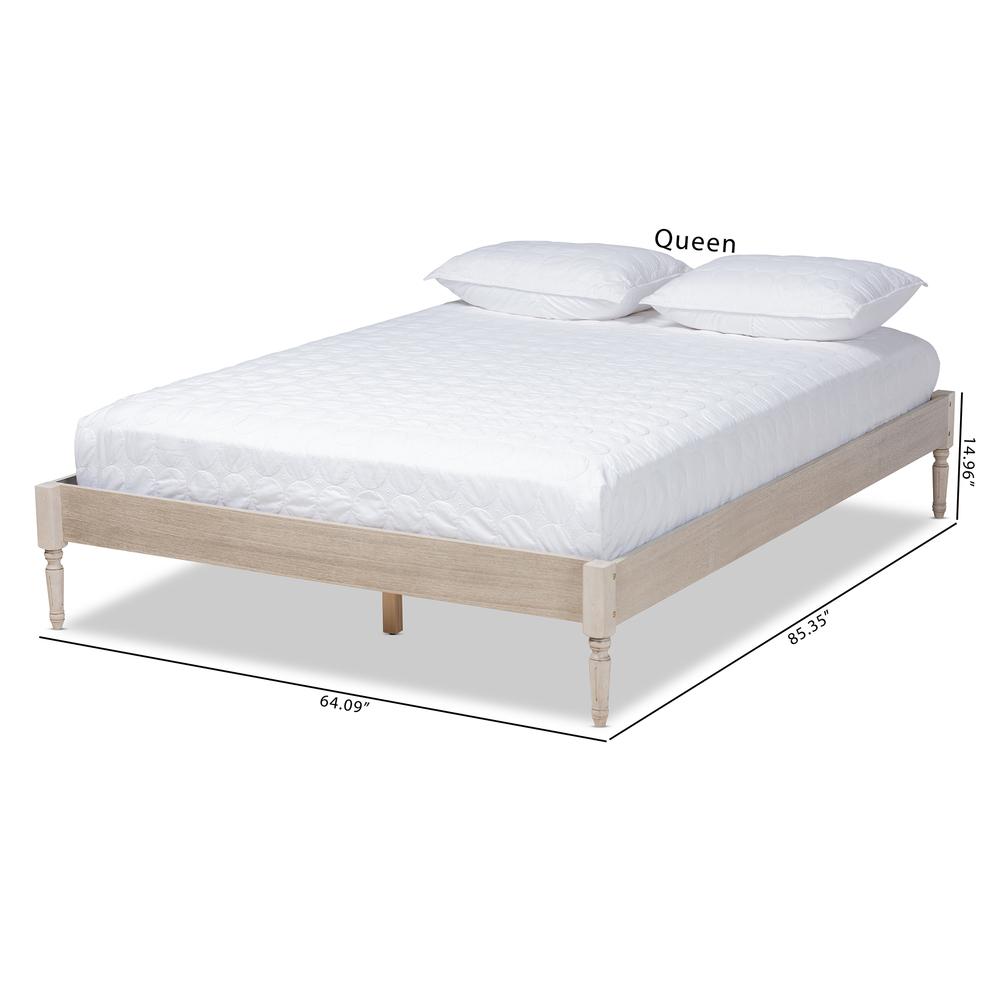 Baxton Studio Colette French Bohemian Antique White Oak Finished Wood Full Size Platform Bed Frame. Picture 18