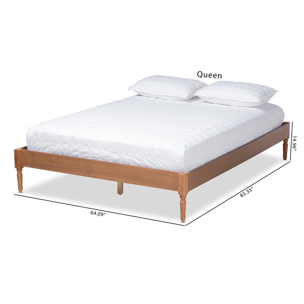 Colette French Bohemian Ash Walnut Finished Wood Queen Size Platform Bed Frame. Picture 17