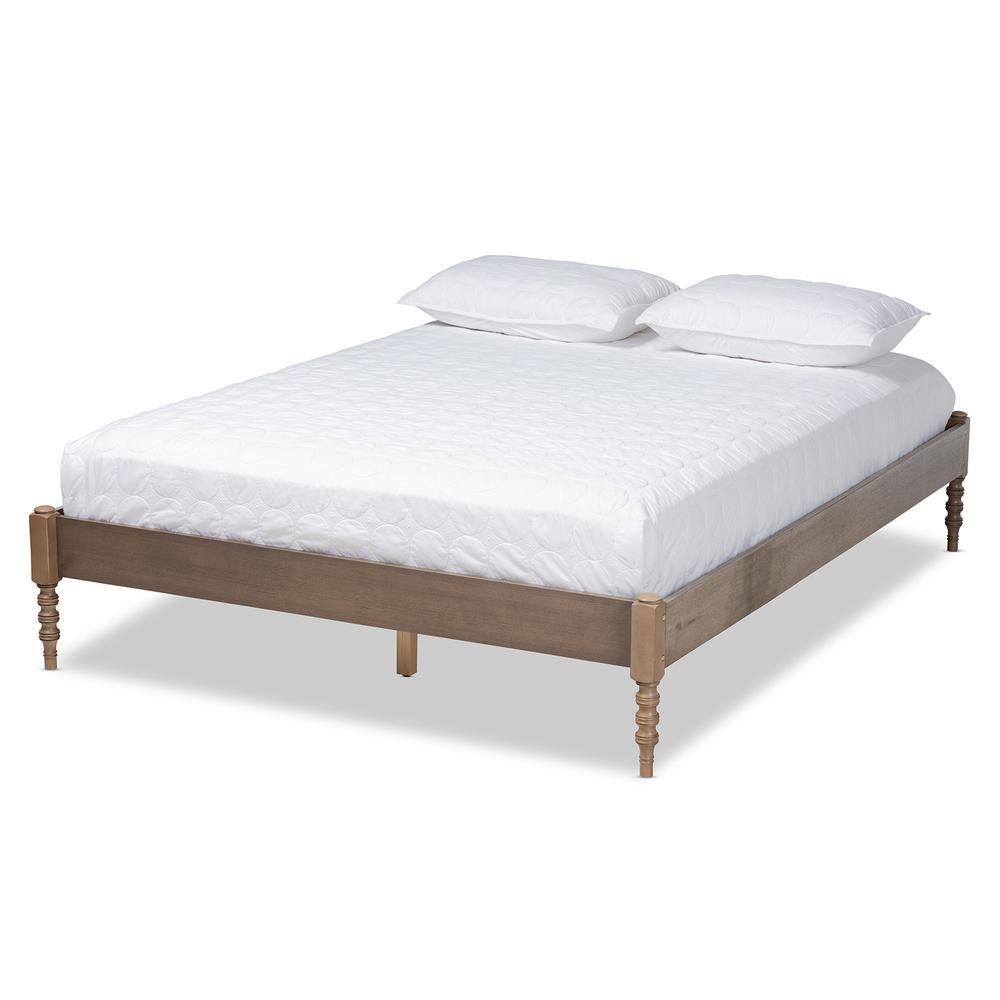 Baxton Studio Cielle French Bohemian Weathered Grey Oak Finished Wood Full Size Platform Bed Frame. Picture 11